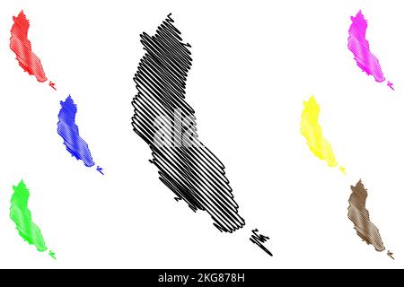 Île de Mohotani (France, République française, Océan Pacifique, Archipel des îles Marquises, Polynésie française) carte illustration vectorielle, scribble sketch MOH Illustration de Vecteur