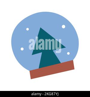 Boule en verre de Noël avec flocons de neige et sapin de Noël, sphère en verre transparent, illustrations vectorielles isolées Illustration de Vecteur