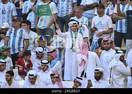 Atmosphère pendant le match Argentine contre Arabie Saoudite de la coupe du monde de la Fifa Qatar 2022 au stade Lusail à Doha, Qatar sur 22 novembre 2022. Photo de Laurent Zabulon/ABACAPRESS.COM Banque D'Images