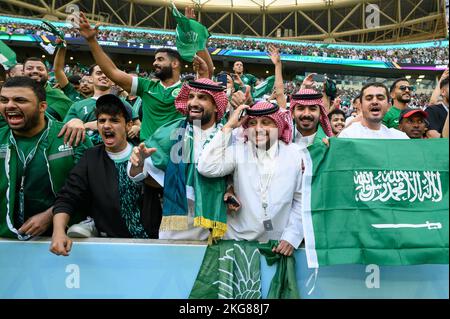 Atmosphère pendant le match Argentine contre Arabie Saoudite de la coupe du monde de la Fifa Qatar 2022 au stade Lusail à Doha, Qatar sur 22 novembre 2022. Photo de Laurent Zabulon/ABACAPRESS.COM Banque D'Images