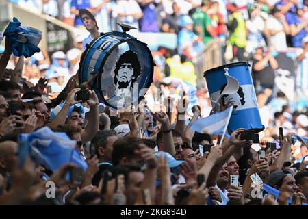 Atmosphère pendant le match Argentine contre Arabie Saoudite de la coupe du monde de la Fifa Qatar 2022 au stade Lusail à Doha, Qatar sur 22 novembre 2022. Photo de Laurent Zabulon/ABACAPRESS.COM Banque D'Images