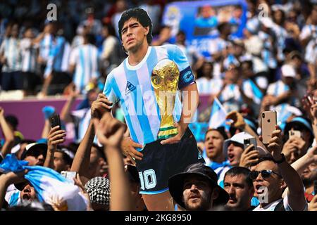 Atmosphère pendant le match Argentine contre Arabie Saoudite de la coupe du monde de la Fifa Qatar 2022 au stade Lusail à Doha, Qatar sur 22 novembre 2022. Photo de Laurent Zabulon/ABACAPRESS.COM Banque D'Images