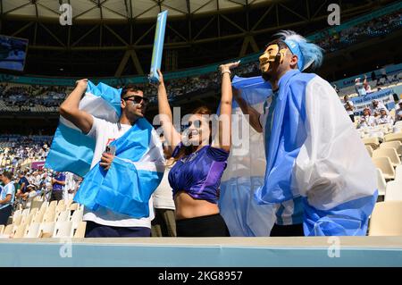 Atmosphère pendant le match Argentine contre Arabie Saoudite de la coupe du monde de la Fifa Qatar 2022 au stade Lusail à Doha, Qatar sur 22 novembre 2022. Photo de Laurent Zabulon/ABACAPRESS.COM Banque D'Images