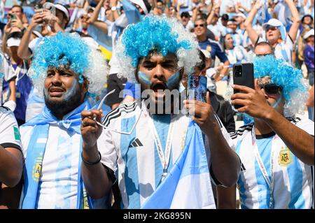 Atmosphère pendant le match Argentine contre Arabie Saoudite de la coupe du monde de la Fifa Qatar 2022 au stade Lusail à Doha, Qatar sur 22 novembre 2022. Photo de Laurent Zabulon/ABACAPRESS.COM Banque D'Images