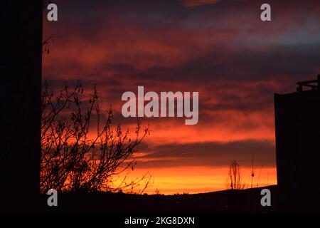 Coucher de soleil à Cluj-Napoca, Roumanie Banque D'Images