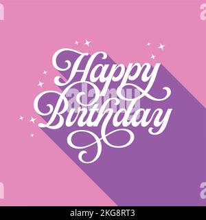 Illustration vectorielle d'un joyeux anniversaire entouré d'étoiles scintillantes, sur fond violet et rose.modèles pour arrière-plans et cartes de vœux Illustration de Vecteur