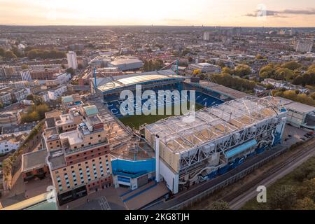 Stade Stamford Bridge le stade du Chelsea football Club une vue aérienne du domicile de l'équipe de football de Londres dans le centre de Londres Banque D'Images