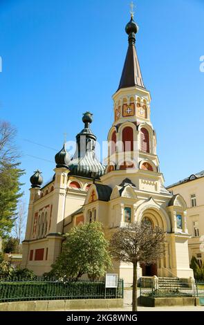 L'église orthodoxe de Saint Olga en Frantiskovy Lazne a été construit en 1887-1889 dans le style russo-byzantin. Il a été conçu par Gustav Wiederman et se Banque D'Images