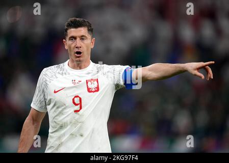 Robert Lewandowski de Pologne pendant le match du groupe C de la coupe du monde de la FIFA au stade 974, Rass Abou Aboud. Date de la photo: Mardi 22 novembre 2022. Banque D'Images