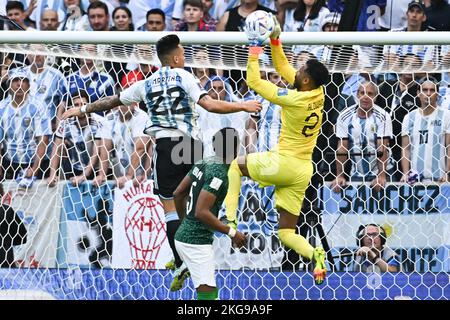 Doha, Qatar, 22/11/2022, Mohammed Al-Owais, d'Arabie saoudite, pendant le match Argentine contre Arabie saoudite de la coupe du monde de la Fifa Qatar 2022 au stade Lusail de Doha, Qatar, sur 22 novembre 2022. Photo de Laurent Zabulon/ABACAPRESS.COM Banque D'Images