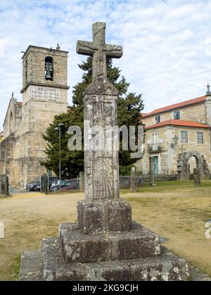 Pilori avec coq et homme suspendu de l'histoire de Barcelos Banque D'Images