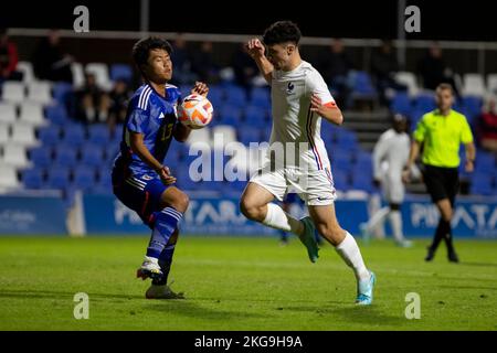 SUWAMA KOSEI, ABLINE © MATTHIS, FRANCE U20 vs JAPON U20, hommes, friendly Match, football Wek, Pinatar Arena football Center. Espagne, région de Murcie, S Banque D'Images