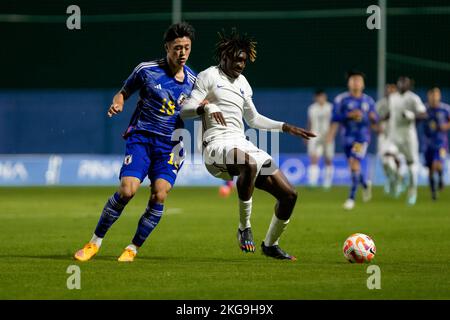 KUMATA NAOKI, ZOUKROU TANGUY, FRANCE U20 vs JAPON U20, hommes, friendly Match, football Wek, Pinatar Arena football Center. Espagne, région de Murcia, San Banque D'Images