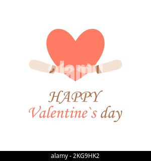 Bonne Saint Valentin. Cœur entre les mains avec amour Illustration de Vecteur