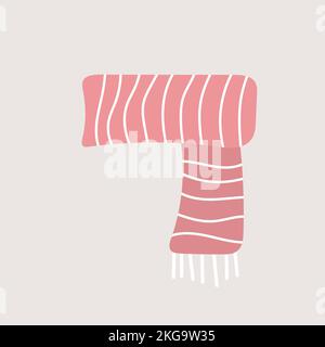 Foulard rose isolé sur fond gris. Illustration vectorielle. Élément scandinave confortable pour l'impression, le textile, la carte postale, les autocollants ou le projet de design Illustration de Vecteur