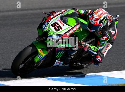 Melbourne, Australie. 18 novembre 2022. Sur la photo, Jonathan Rea (Kawasaki) au Championnat du monde de Superbike. Banque D'Images