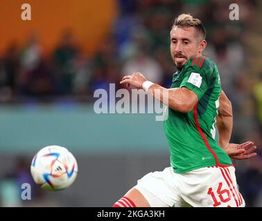 Hector Herrera au Mexique pendant le match de la coupe du monde de la FIFA du groupe C au stade 974, Rass Abou Aboud. Date de la photo: Mardi 22 novembre 2022. Banque D'Images