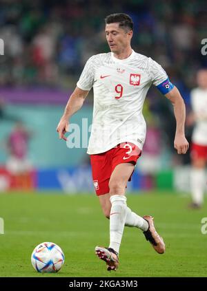 Robert Lewandowski de Pologne pendant le match du groupe C de la coupe du monde de la FIFA au stade 974, Rass Abou Aboud. Date de la photo: Mardi 22 novembre 2022. Banque D'Images