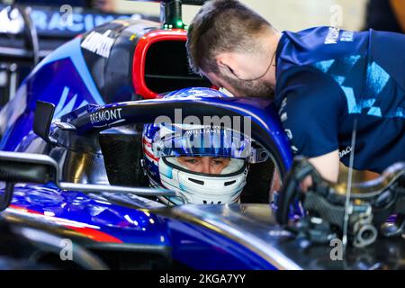 Ile de Yas, Abu Dhabi - 22/11/2022, SARGEANT Logan (etats-unis), Williams Racing FW44, portrait lors des 2022 essais post-saison de 22 novembre au 23, 2022 sur le circuit de la marina de Yas, à l'île de Yas, Abu Dhabi - photo: Florent Gooden / DPP/DPPI/LiveMedia Banque D'Images