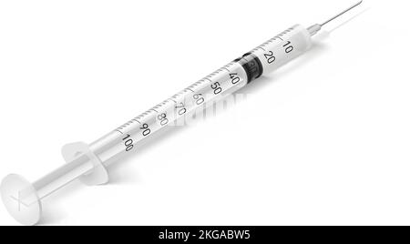 Seringue médicale pour diabétiques isolée sur fond blanc Illustration de Vecteur