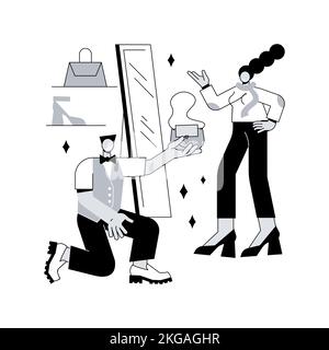 Illustration du vecteur de concept abstrait du styliste personnel. Conseiller commercial, blogueur de beauté, tailleur de vêtements d'affaires, mode d'espace de travail, style homme et femme, métaphore abstraite de dressing. Illustration de Vecteur