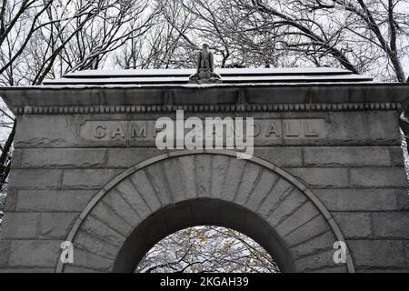 Une arche au Camp Randall Stadium, mercredi 22 novembre 2022, à Madison, WISC. Le stade est le stade de l'équipe de football des Wisconsin Badgers. Banque D'Images