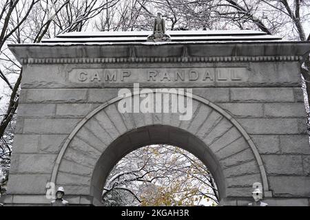 Une arche au Camp Randall Stadium, mercredi 22 novembre 2022, à Madison, WISC. Le stade est le stade de l'équipe de football des Wisconsin Badgers. Banque D'Images