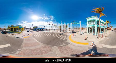 Vue panoramique à 360° de Fort Myers, FL, États-Unis - 20 novembre 2022: 360 photo sphérique fort Myers Beach FL ouragan Ian après le nettoyage et la récupération