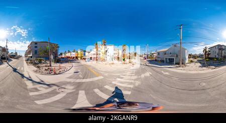 Vue panoramique à 360° de Fort Myers, FL, États-Unis - 20 novembre 2022: 360 photo sphérique fort Myers Beach FL ouragan Ian après le nettoyage et la récupération