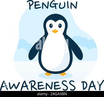 Happy Penguin Awareness Day on 20 janvier pour maintenir la population de pingouins et l'habitat naturel dans le dessin-modèle de dessin à la main Illustration de Vecteur