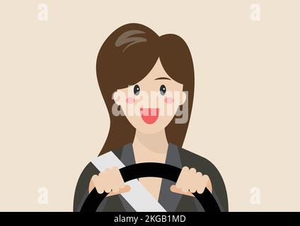 Femme d'affaires furieuse conduisant une voiture. Illustration vectorielle Illustration de Vecteur