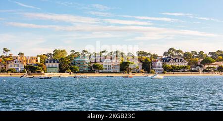 Villas et maisons sur la plage d'Arcachon, Baie d'Arcachon, Aquitaine, Nouvelle-Aquitaine, France, Europe Banque D'Images