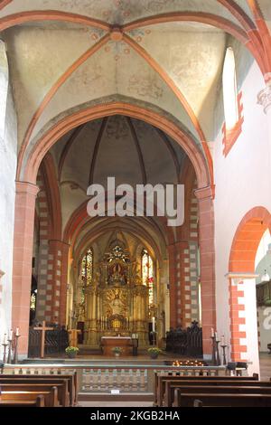 Vue intérieure de l'église du monastère, monastère Arnstein, Obernhof, Lahn, Rhénanie-Palatinat, Allemagne, Europe Banque D'Images