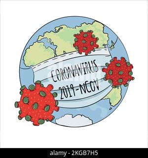 ÉPIDÉMIE NCOV 2019 coronavirus Santé Terre médecine humaine épidémique pneumonie danger vecteur Illustration pour impression Illustration de Vecteur