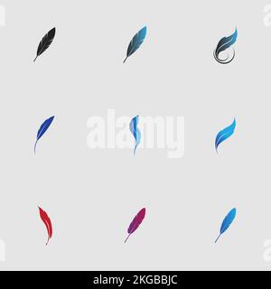 ensemble de logos de plumes vectorielles sur fond gris Illustration de Vecteur