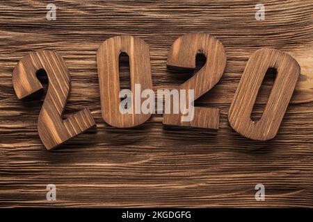 vintage marron 202 lettres bois sur fond de bois vintage Banque D'Images