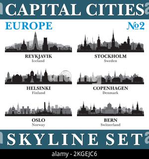 Gratte-ciel des capitales. Europe. Illustration d'arrière-plan de silhouette vectorielle. Illustration de Vecteur