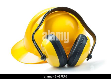 casque et casque jaunes isolés Banque D'Images