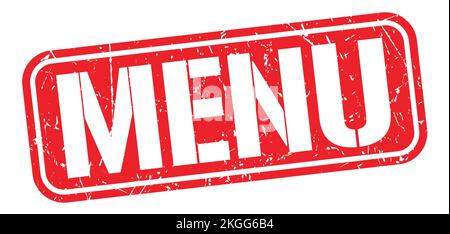 Texte DU MENU inscrit sur le timbre rouge grungy. Banque D'Images