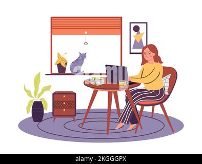 Travail à domicile, à distance et à distance Illustration de Vecteur