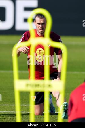 Gareth Bale du pays de Galles lors d'une session d'entraînement au club sportif Al Sadd à Doha, au Qatar. Date de la photo: Mercredi 23 novembre 2022. Banque D'Images