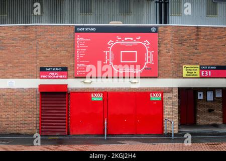 Stand East au stade Old Trafford de Manchester United, Manchester Banque D'Images