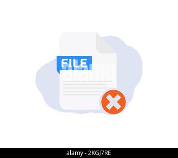 Supprimer l'icône de fichier dans le design tendance du logo de style plat. Processus de suppression de fichiers ou de documents. Supprimer le fichier. Nettoyage de la mémoire numérique. Suppression du dossier . Illustration de Vecteur