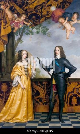 William II (1626-1650), Prince d'Orange, et sa femme Mary Stuart (1631-1660) la princesse royale, portrait peint à l'huile sur toile par Gerard van Honthorst, 1647 Banque D'Images