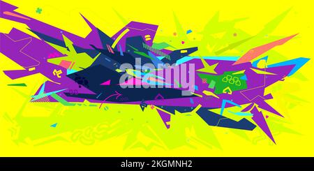 Futuriste style Cyberpunk style coloré abstrait urbain Art Graffiti Vector Illustration modèle arrière-plan Illustration de Vecteur