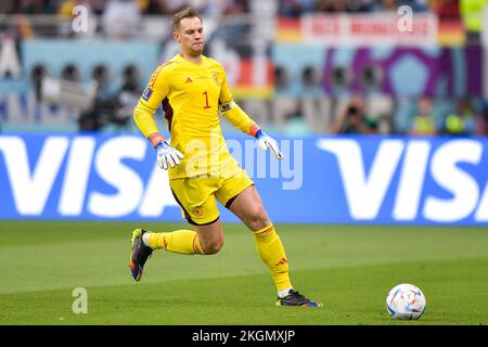 AR Rayyan, Qatar. 23rd novembre 2022. AR-RAYYAN, QATAR - NOVEMBRE 23 : Manuel Neuer d'Allemagne pendant le match de la coupe du monde de la FIFA Qatar 2022 entre l'Allemagne et le Japon au stade international de Khalifa sur 23 novembre 2022 à AR-Rayyan, Qatar (photo de Pablo Morano/BSR Agency) crédit : BSR Agency/Alay Live News Banque D'Images