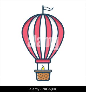 silhouette colorée de ballon d'air chaud sans contour et illustration de vecteur d'ombrage, vol d'air de ballon de carnaval Illustration de Vecteur