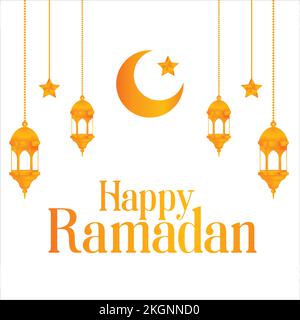 Ramadan Kareem sur fond blanc, salutations Ramadan Kareem, design élégant, design pour cartes de vœux Illustration de Vecteur