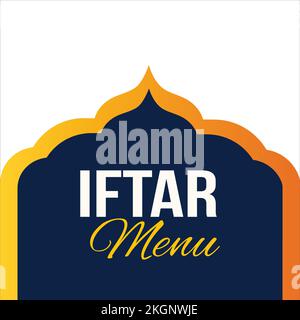 Menu iftar événement spécial pour le Ramadan, menu Iftar or et bleu design, menu Iftar police design, Illustration Vector Design of Ramadan Template, Happy Illustration de Vecteur