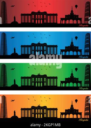 Ville de Bogota dans quatre couleurs différentes - illustration, ville en couleurs fond, ville de Bogota Illustration de Vecteur